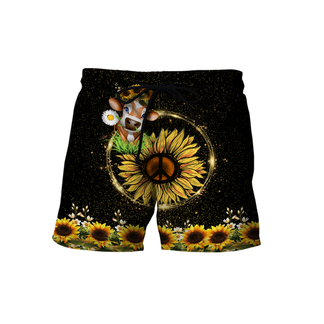 Awesome Cow And Sunflower 3D All Over Printed Shirts