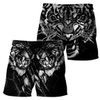 Double Tiger 3D Tattoo Over Printed Shirt for Men and Women