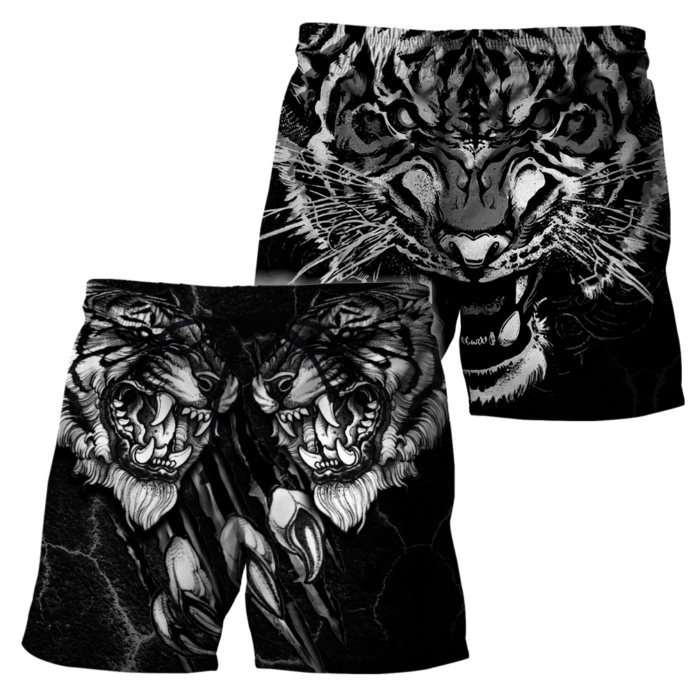 Double Tiger 3D Tattoo Over Printed Shirt for Men and Women