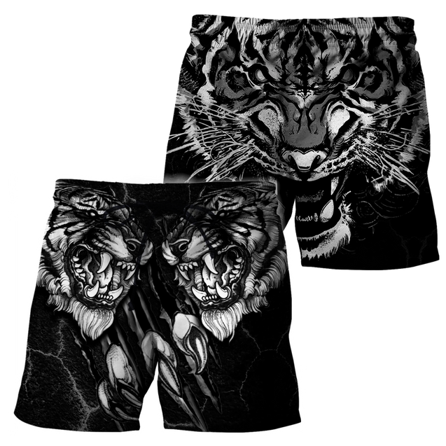 Double Tiger 3D Tattoo Over Printed Shirt for Men and Women