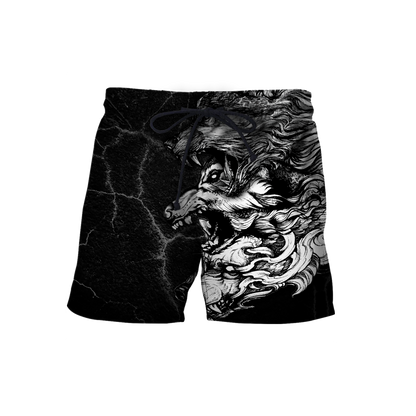 Three Gray Wolfs Tattoo 3D Over Printed Unisex Shirts