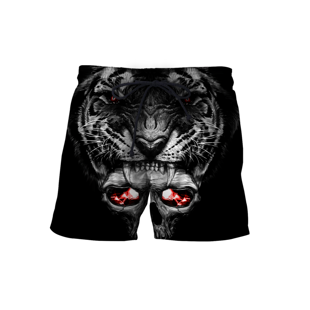 3D Tattoo Skull Tiger Over Printed Shirt for Men and Women