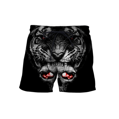 3D Tattoo Skull Tiger Over Printed Shirt for Men and Women