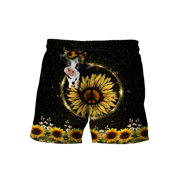 Awesome Cow And Sunflower 3D All Over Printed Shirts