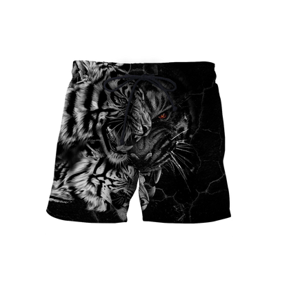 Tiger Black and White Tattoo Over Printed Hoodie for Men and Women