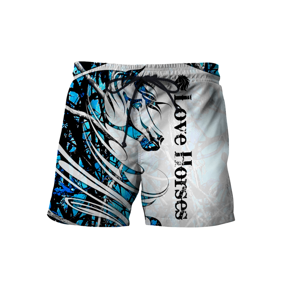 Horse Camo Blue Pattern 3D All Over Printed Shirts Pi050502-Apparel-TA-Shorts-S-Vibe Cosy™
