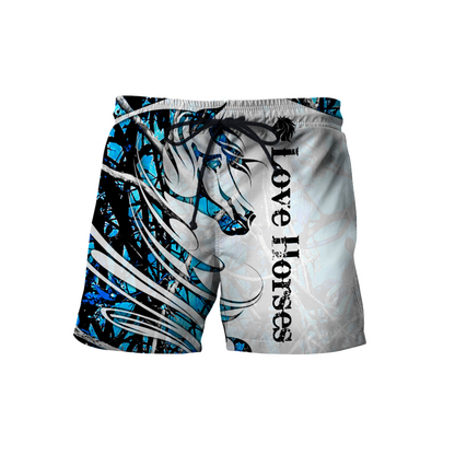 Horse Camo Blue Pattern 3D All Over Printed Shirts Pi050502-Apparel-TA-Shorts-S-Vibe Cosy™