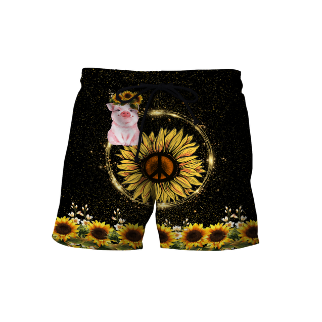 Lovely Pig And Sunflower 3D All Over Printed Shirts