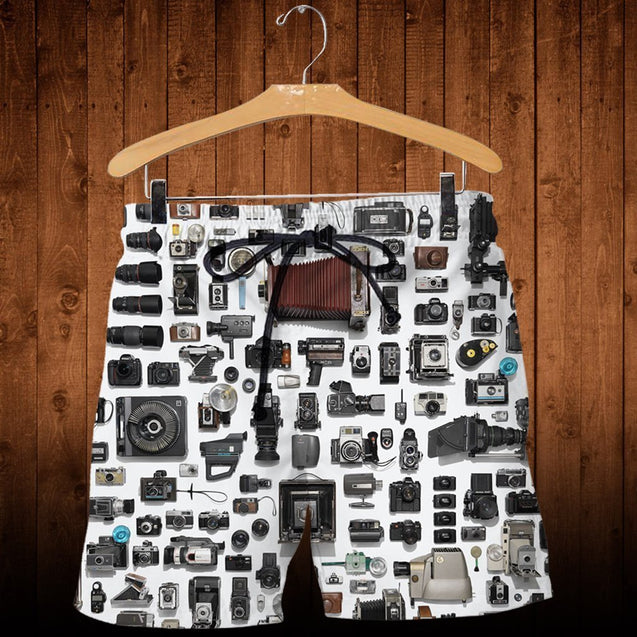 3D All Over Printed History Of Cameras Shirts And Shorts-Apparel-HP Arts-SHORTS-S-Vibe Cosy™