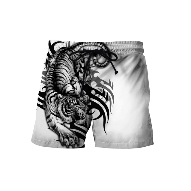 White Tiger Tribal Tattoo 3D All Over Printed Shirts For Men and Women