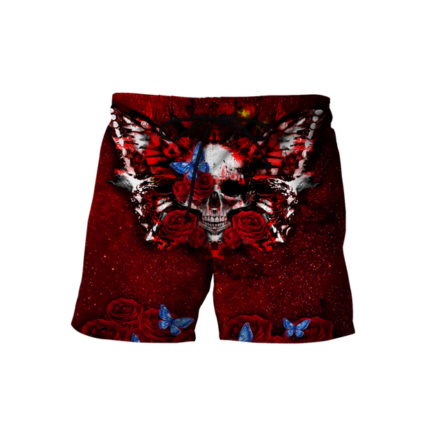 Butterfly love Skull red 3D all over printed for man and women QB05312002-Apparel-PL8386-Short-S-Vibe Cosy™