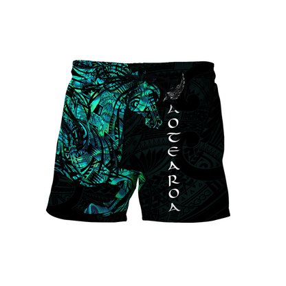 Horse Aotearoa Maori manaia 3d all over printed shirt and short for man and women-Apparel-PL8386-Shorts-S-Vibe Cosy™