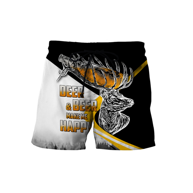 Deer and Beer Make Me Happy 3D All Over Print Hoodie DQB09222002