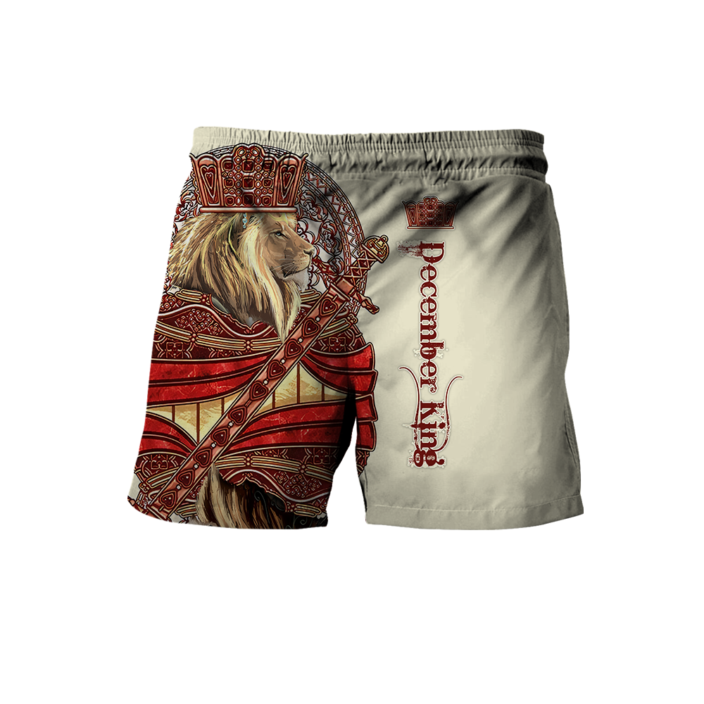 Custom Name December King Lion  3D All Over Printed Unisex Shirts