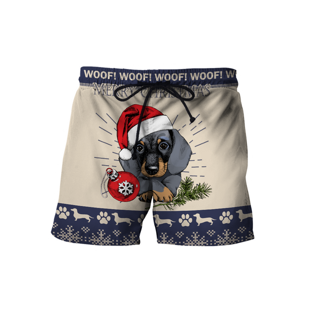 Premium Christmas Dachshund Dog Blue Unisex Shirts