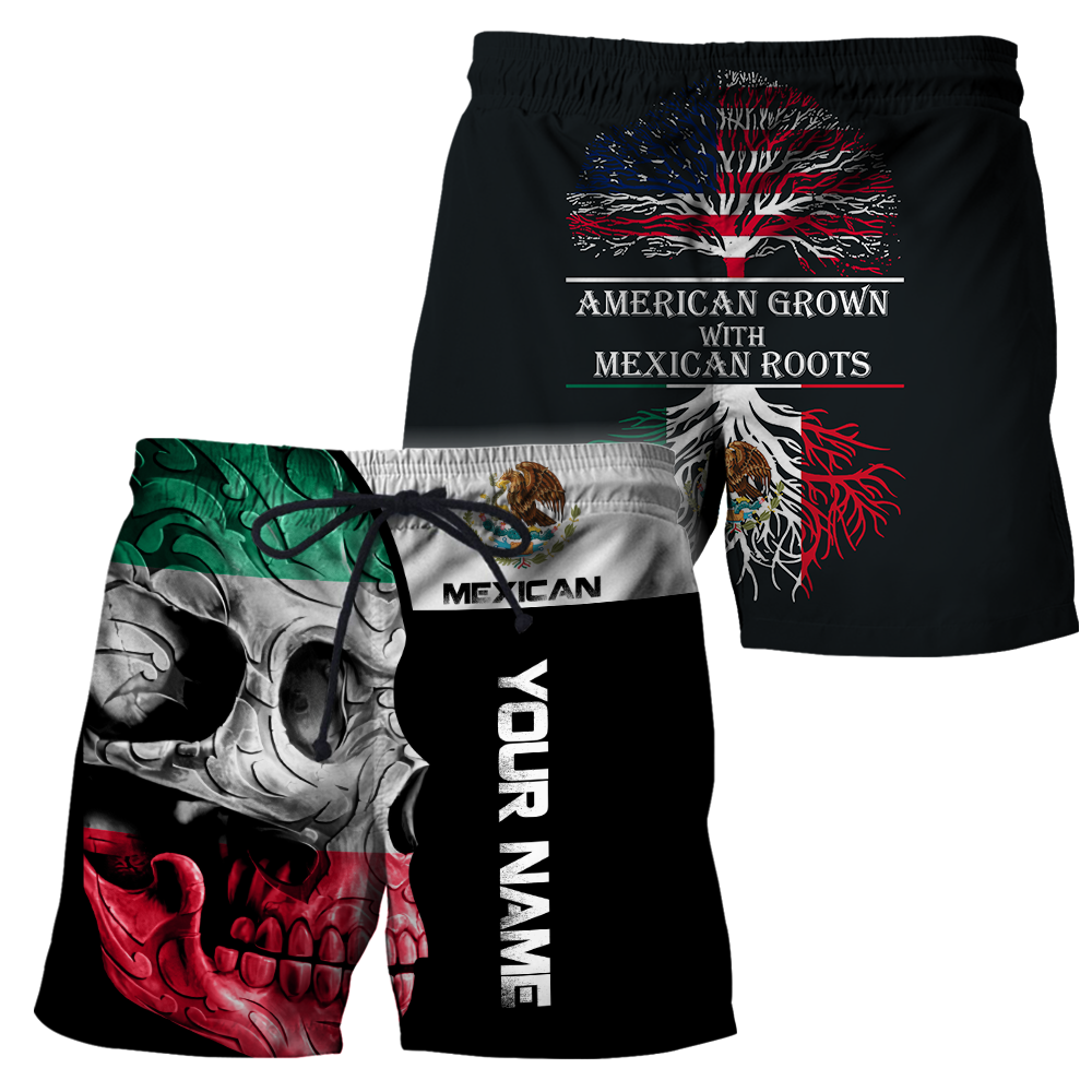 Mexican Skull-American Grown With American Roots 3D All Over Printed Shirts DQB10092003