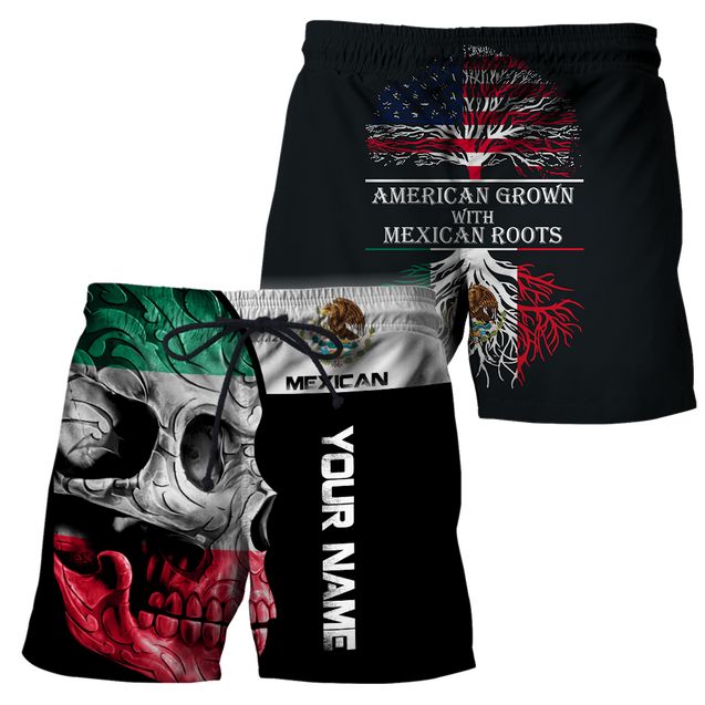 Mexican Skull-American Grown With American Roots 3D All Over Printed Shirts DQB10092003