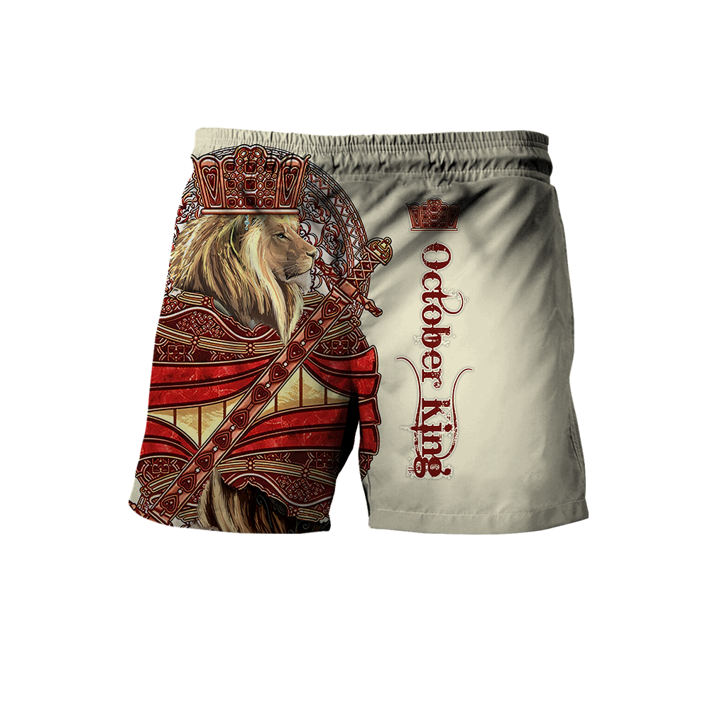 Custom Name October King Lion  3D All Over Printed Unisex Shirts