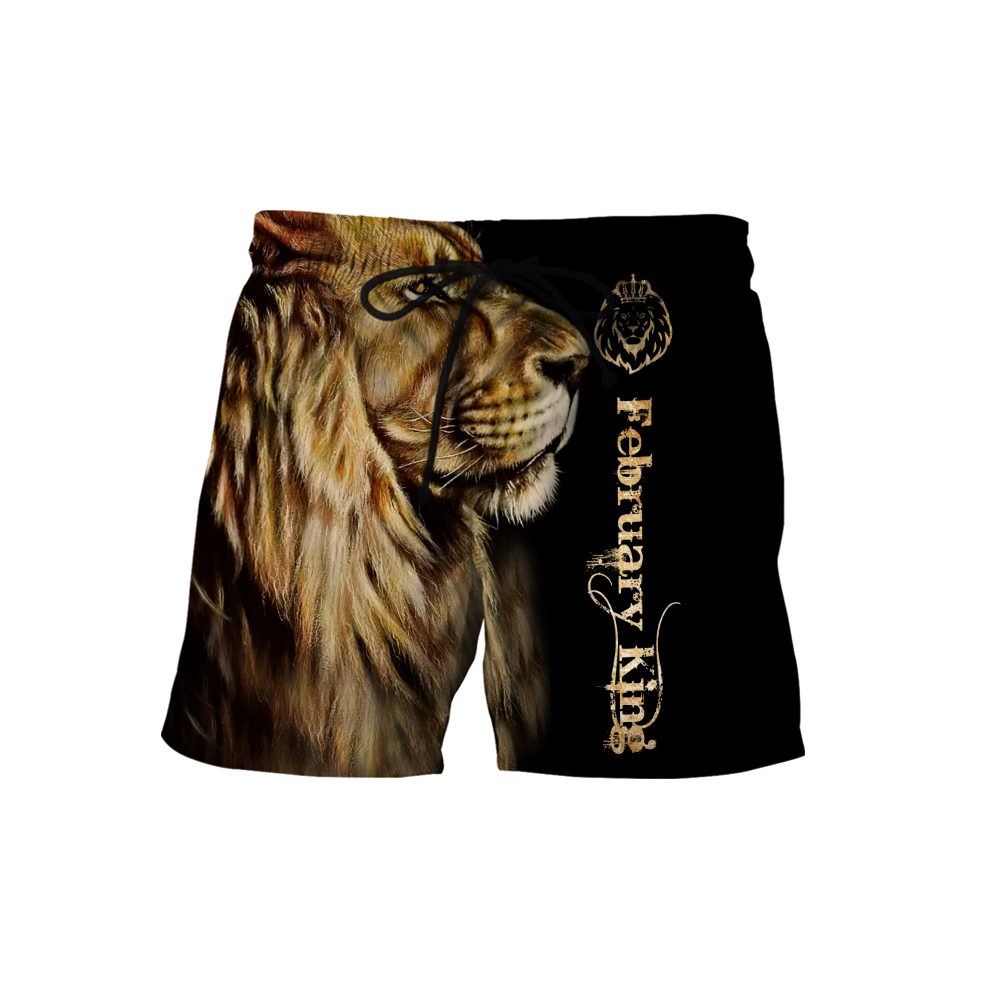 Custom Name February King Lion  3D All Over Printed  Unisex Shirt