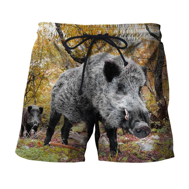 3D All Over Printed Autumn Hunting Boar Shirts and Shorts-Apparel-HP Arts-SHORTS-S-Vibe Cosy™