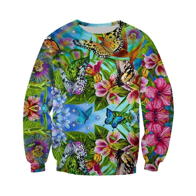 3D All Over Printed Flower Butterflies Shirts And Shorts-Apparel-HP Arts-Sweatshirt-S-Vibe Cosy™