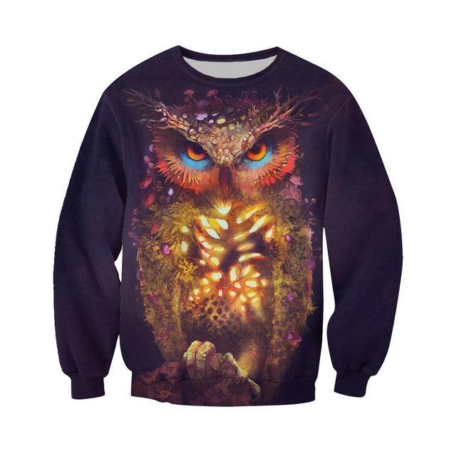 3D All Over Printed Owl Shirts and Shorts-Apparel-HP Arts-Sweatshirt-S-Vibe Cosy™