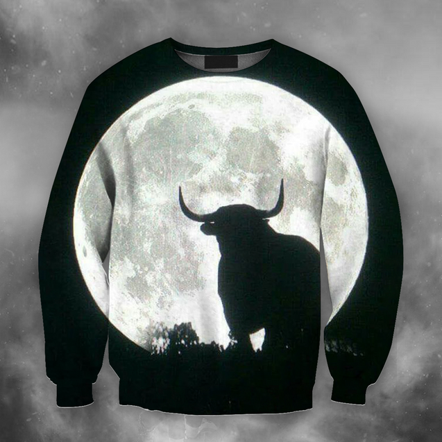 3D All Over Print Bull Bull Moon-Apparel-PHLong-Sweatshirt-S-Vibe Cosy™