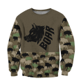 Boar Hunting Dark Green Camo 3D All Over Print  Hoodie