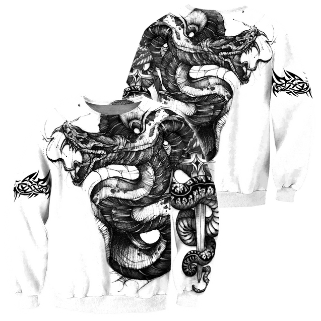 Snake Tattoo Hoodie T Shirt For Men and Women HAC210501-Apparel-NM-Sweatshirts-S-Vibe Cosy™