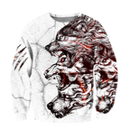 Three Gray Wolfs White Tattoo 3D All Over Printed Unisex Shirts