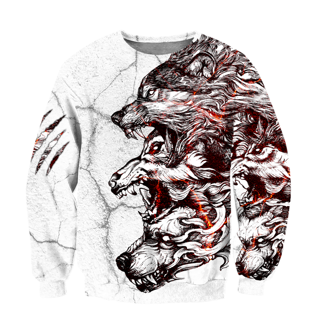 Three Gray Wolfs White Tattoo 3D All Over Printed Unisex Shirts