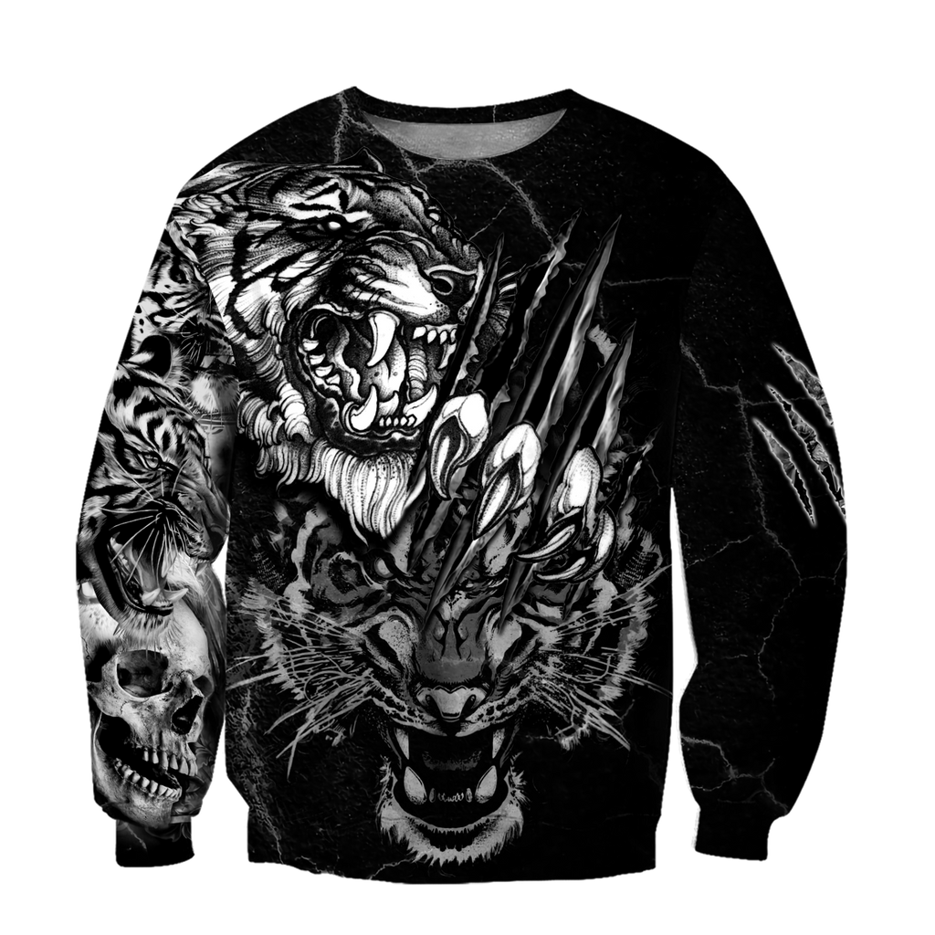 White Tiger 3D Tattoo Over Printed Shirt for Men and Women