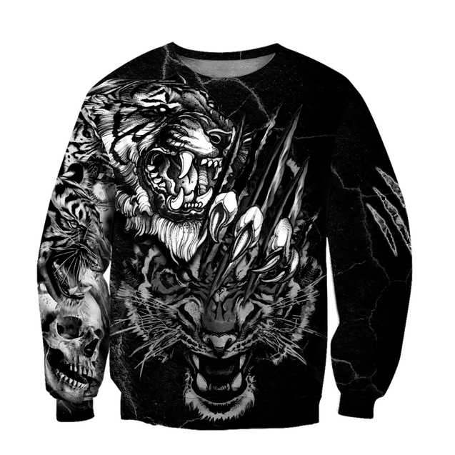 White Tiger 3D Tattoo Over Printed Shirt for Men and Women