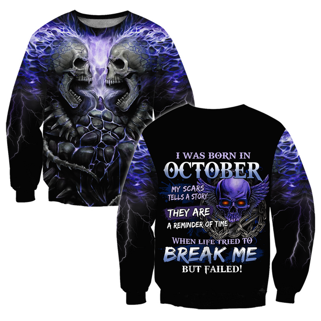 October Guy Skull 3D All Over Printed Shirts Pi24102010ST