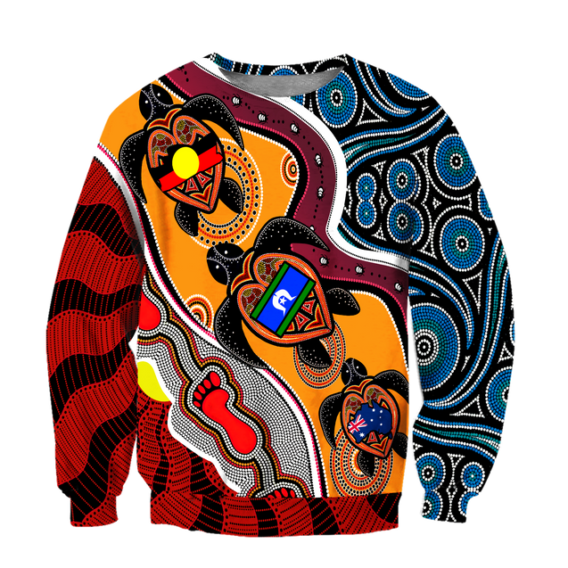 Australia Aboriginal Dots With Turtle And Naidoc Flags 3D Hoodie Shirt For Men And Women