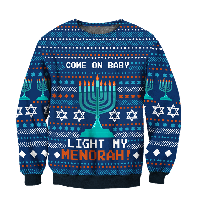 Come On Baby Light My Menorah Hanukkah Hoodie MEI