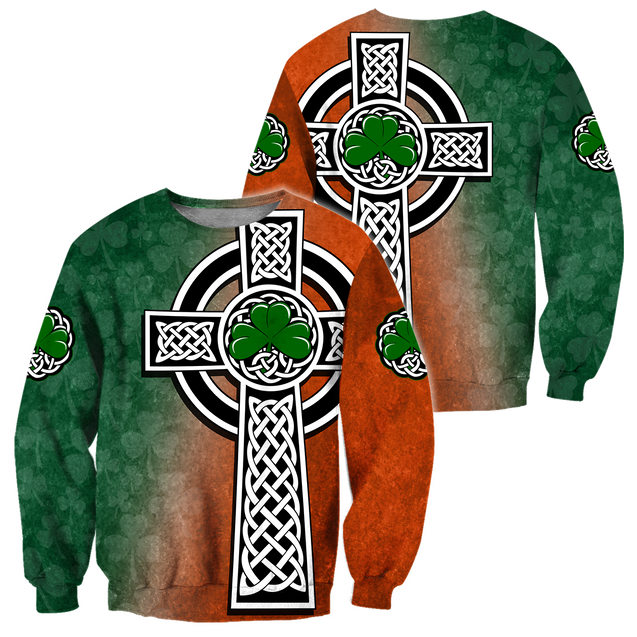 Irish Saint Patrick's Day Shamrock Celtic Cross Hoodie T-Shirt Sweatshirt-Apparel-NM-Sweater-S-Vibe Cosy™