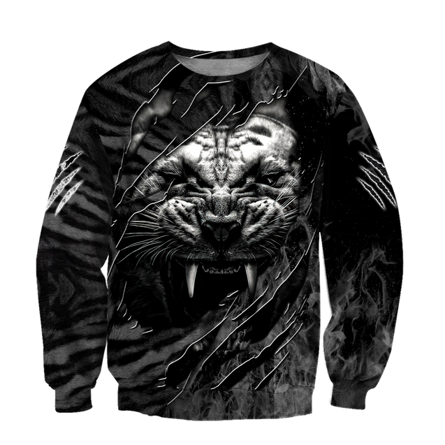 Warrior White Tiger Hoodie Over Printed for Men and Women