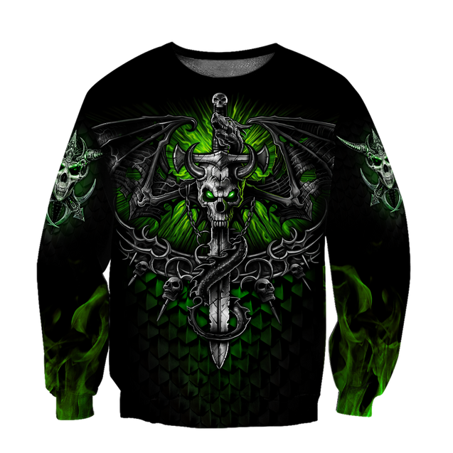 All Over Printed Fantasy Bat Skull And Sword Hoodie For Men And Women MEI