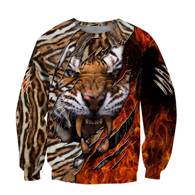 Warrior Tiger Hoodie Over Printed for Men and Women