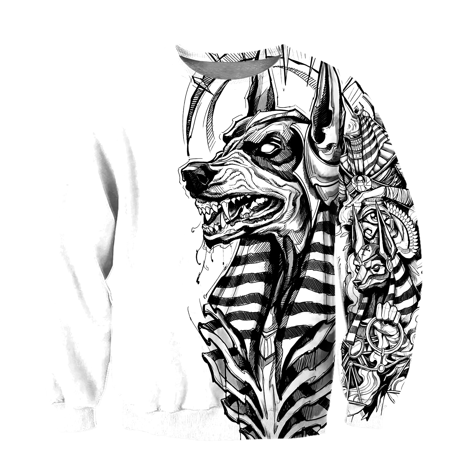 3D Ancient Egypt Anubis Tattoo Over Printed Shirt for Men and Women