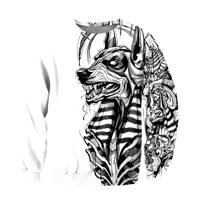 3D Ancient Egypt Anubis Tattoo Over Printed Shirt for Men and Women