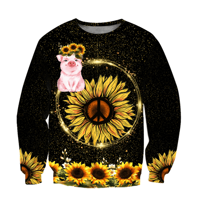 Lovely Pig And Sunflower 3D All Over Printed Shirts