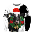 Dairy Cattle Mery Christmas 3D All Over Printed Shirts For Men And Woman