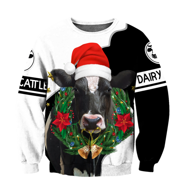 Dairy Cattle Mery Christmas 3D All Over Printed Shirts For Men And Woman