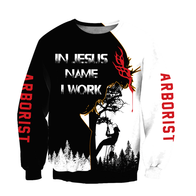 Premium Unisex All Over Printed In Jesus Name I Work Arborist Shirts MEI