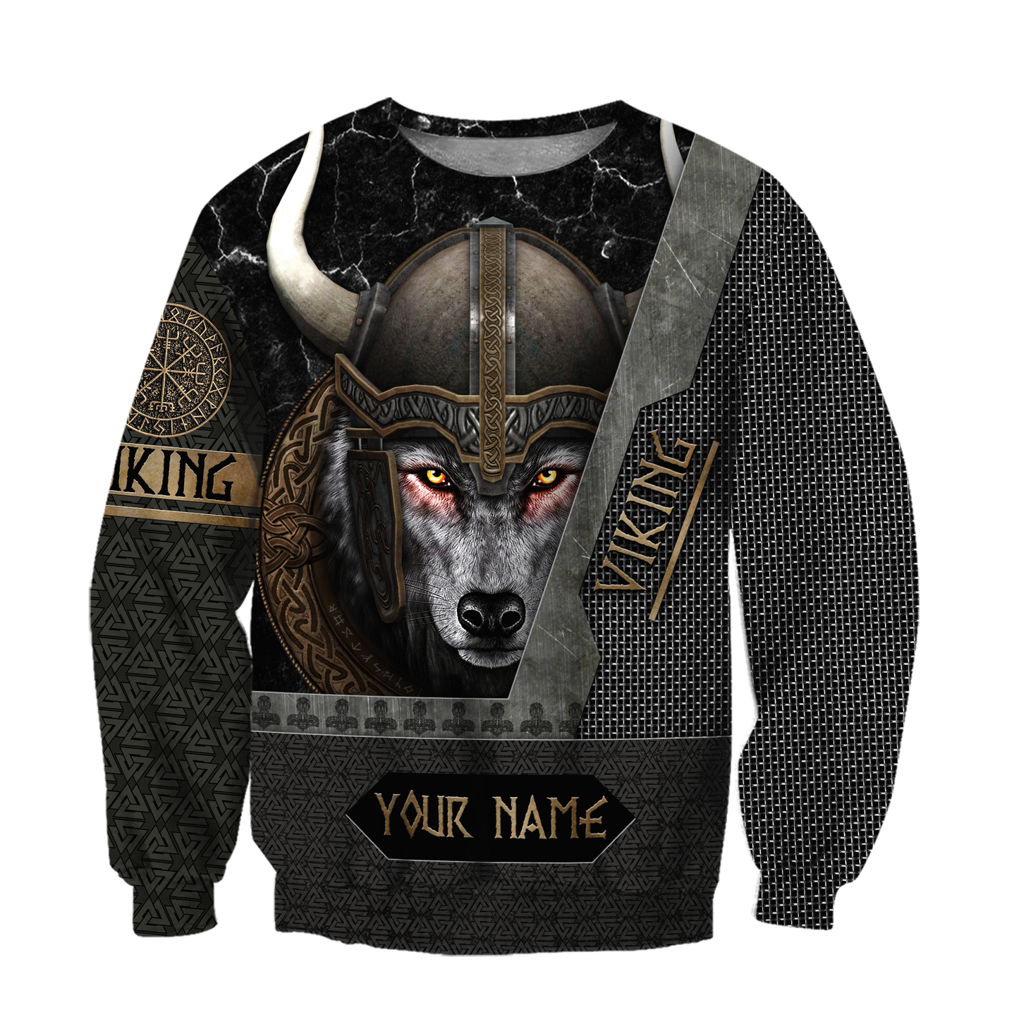 Customize Name Viking Wolf 3D All Over Printed Unisex Shirt