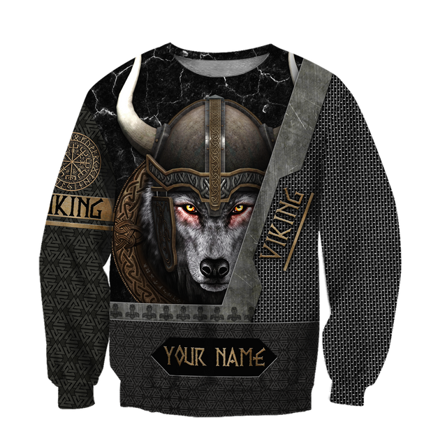 Customize Name Viking Wolf 3D All Over Printed Unisex Shirt