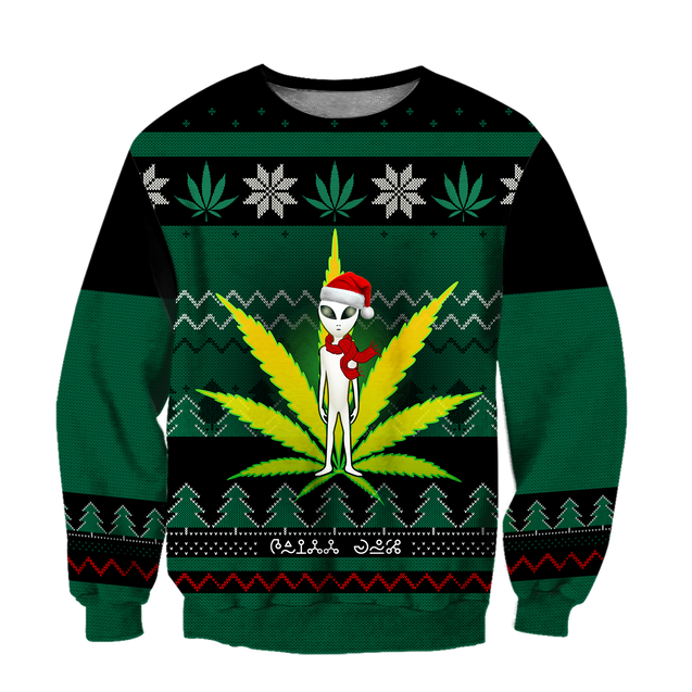 Ugly Christmas Marijuana UFO Pi111101 (Only specials can read this)-Apparel-NNK-Sweat Shirt-S-Vibe Cosy™