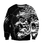 Three Gray Wolfs Tattoo 3D Over Printed Unisex Shirts